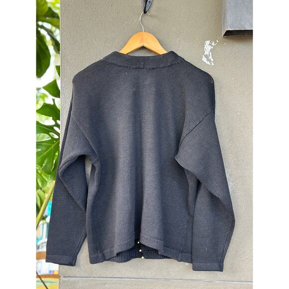 Vintage Victoria Jones Unisex Medium Ramie Black Ugly Christmas Cardigan Sweater - Picture 3 of 8